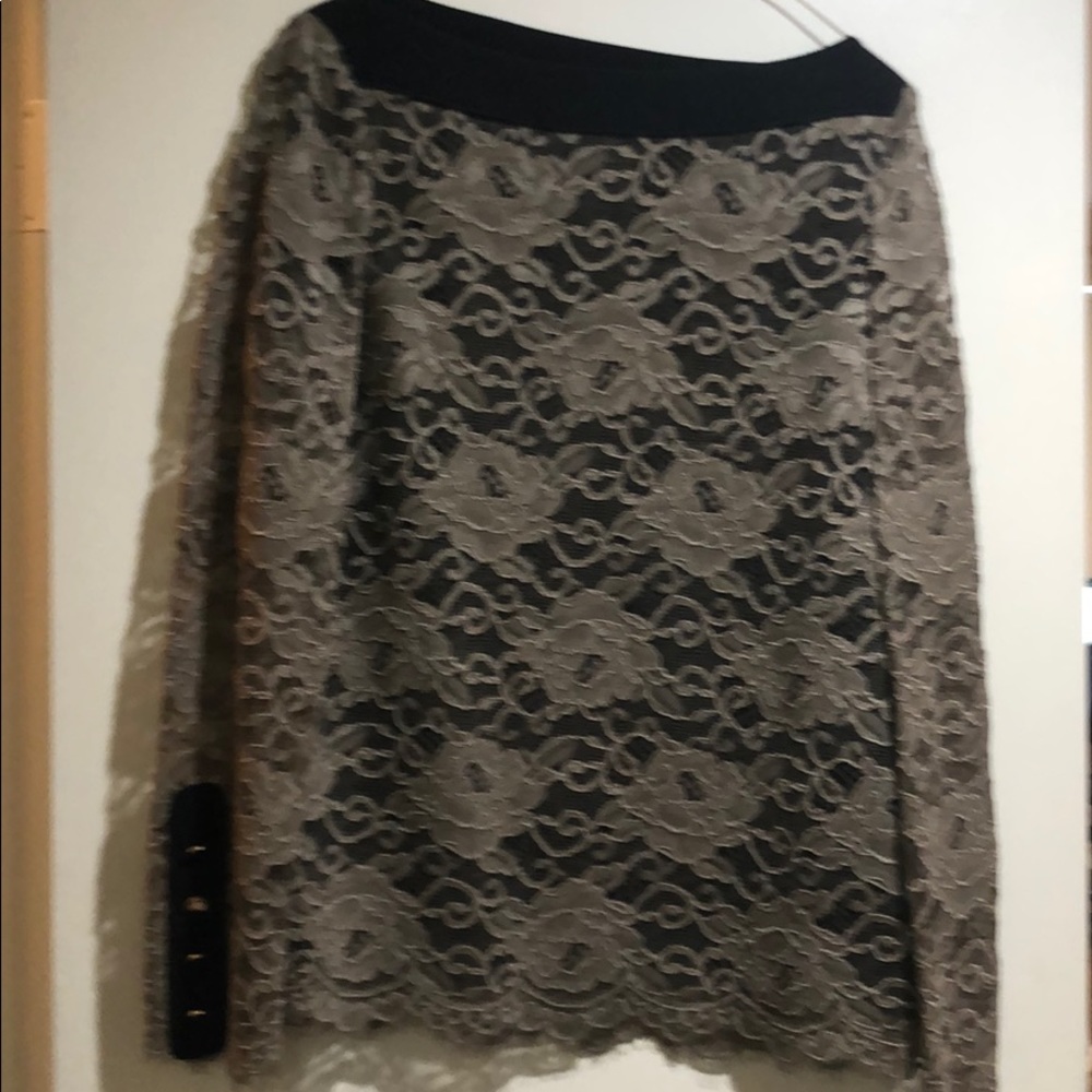 Tory Burch Lined lace boat neck evening shirt